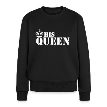 his queen her king couple white - Frauen Premium Bio Pullover - Schwarz - Vorne - Julia (174cm)