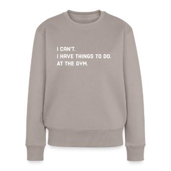 Gymnase Dicton - Pull Premium bio Femme - taupe - Devant - Julia (174cm)
