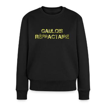 Gaulois réfractaire Gillet jaune - Pull Premium bio Femme - noir - Devant - Julia (174cm)