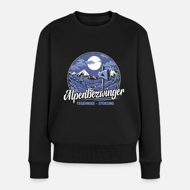 Alpenüberquerung Tegernsee Sterzing Alpenbezwinger - Frauen Premium Bio Pullover - Schwarz