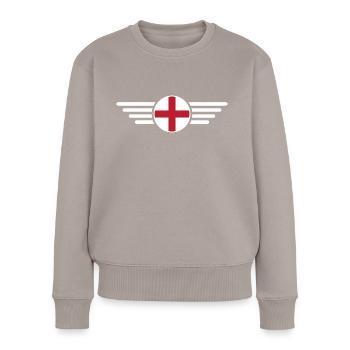 England Essence T-Shirt - Frauen Premium Bio Pullover - Taupe - Vorne - Julia (174cm)