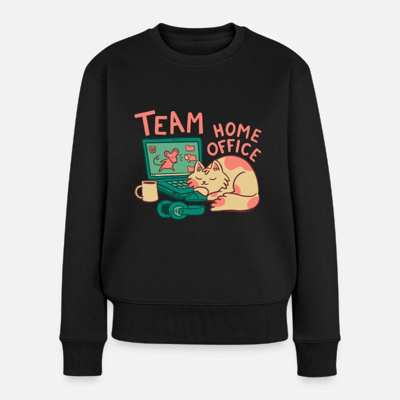 Team Home Office Katze - Frauen Premium Bio Pullover - Schwarz