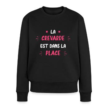 La crevarde est dans la place - Pull Premium bio Femme - noir - Devant - Julia (174cm)