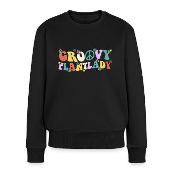 Groovy Gärtnerin - Frauen Premium Bio Pullover - Schwarz - Vorne - Julia (174cm)