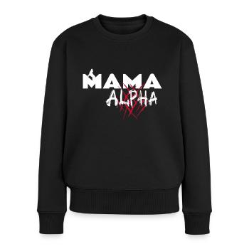 Mère alpha. Maman louve. Mama alpha - Pull Premium bio Femme - noir - Devant - Julia (174cm)