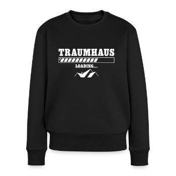 Hausbau Traumhaus loading Bauherr - Frauen Premium Bio Pullover - Schwarz - Vorne - Julia (174cm)