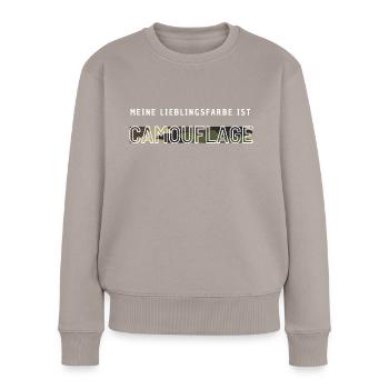 Meine Lieblingsfarbe ist Camouflage - Frauen Premium Bio Pullover - Taupe - Vorne - Julia (174cm)