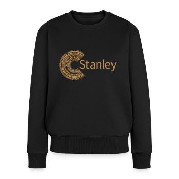 Für Stanley - Frauen Premium Bio Pullover - Schwarz - Vorne - Julia (174cm)