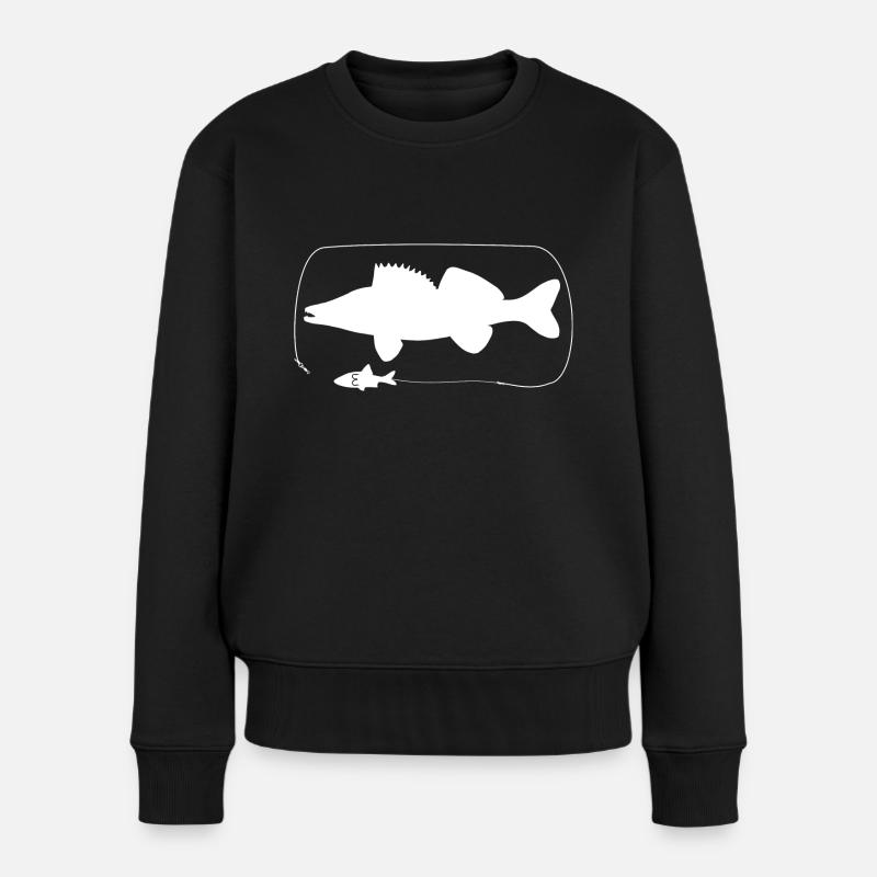Zander mit Naturköder - Frauen Premium Bio Pullover - Schwarz