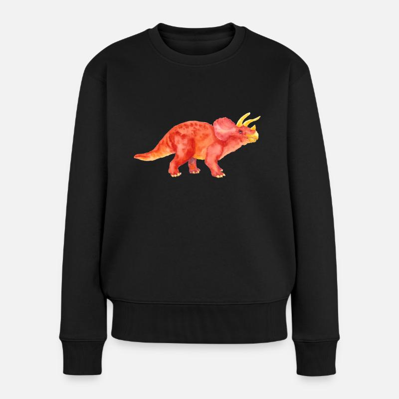 Triceratops - Frauen Premium Bio Pullover - Schwarz