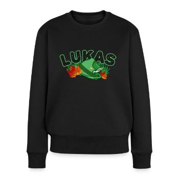 Lukas herbstlich - Frauen Premium Bio Pullover - Schwarz - Vorne - Julia (174cm)