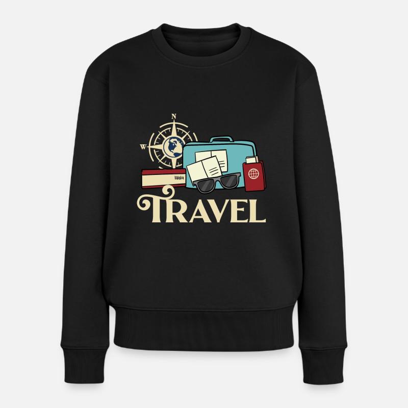 Auf Reisen - Frauen Premium Bio Pullover - Schwarz