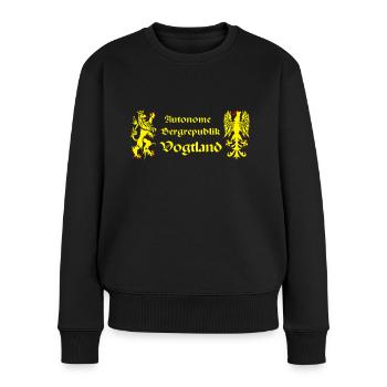 Vogtland autonom Bergrepublik Löwe Greif Sachsen - Frauen Premium Bio Pullover - Schwarz - Vorne - Julia (174cm)