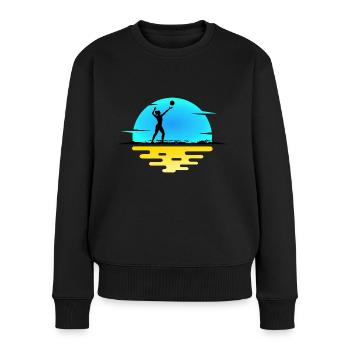 VOLLEYBALL SERVE VOLLEYBALL fille sur la plage - Pull Premium bio Femme - noir - Devant - Julia (174cm)