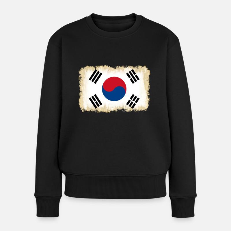 Südkorea Südkorea - Frauen Premium Bio Pullover - Schwarz