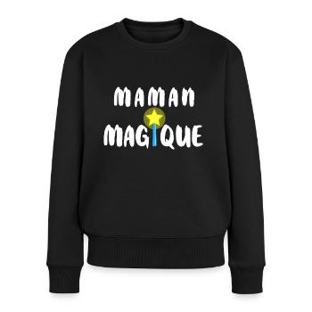 Maman magique. - Pull Premium bio Femme - noir - Devant - Julia (174cm)