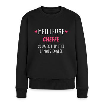 Souvent imitée jamais égalée meilleure Cheffe - Pull Premium bio Femme - noir - Devant - Julia (174cm)