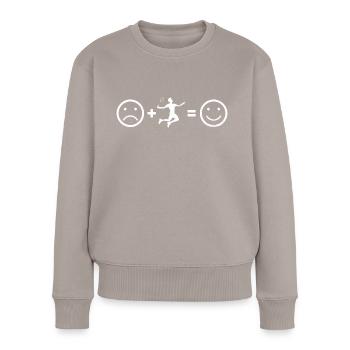 Badmintonspieler Damen Squash Badminton Herren - Frauen Premium Bio Pullover - Taupe - Vorne - Julia (174cm)