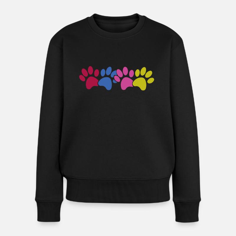 Hundepfoten - Frauen Premium Bio Pullover - Schwarz