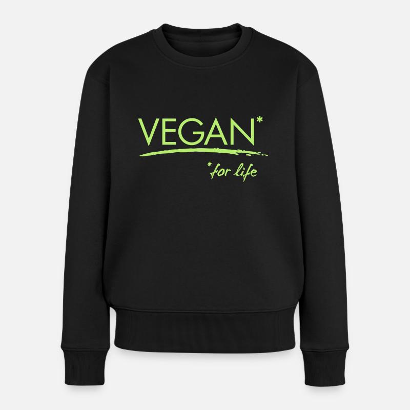 vegan for life v2 1c vector - Frauen Premium Bio Pullover - Schwarz