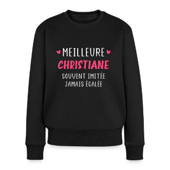 Souvent imitée jamais égalée meilleure christiane - Pull Premium bio Femme - noir - Devant - Julia (174cm)