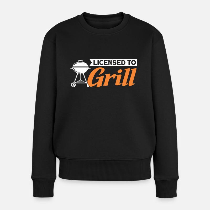 Licensed to Grill - Frauen Premium Bio Pullover - Schwarz