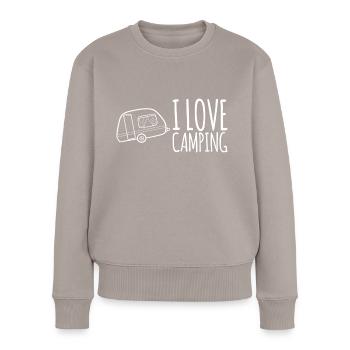 I Love Camping - Frauen Premium Bio Pullover - Taupe - Vorne - Julia (174cm)