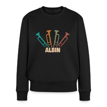 Geschenk für Albin - Frauen Premium Bio Pullover - Schwarz - Vorne - Julia (174cm)