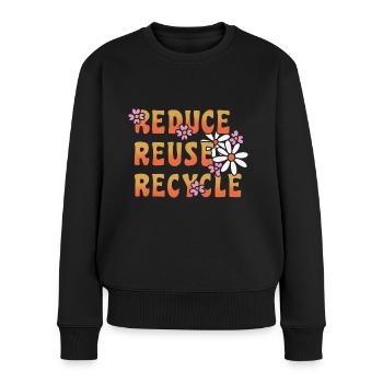 Reduce Reuse Recycle Flowers - Women's Premium Organic Jumper - black - Front - Julia (174cm)