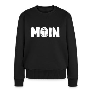 moin Anker Küsten Liebe ... Maritime Bekleidung - Frauen Premium Bio Pullover - Schwarz - Vorne - Julia (174cm)