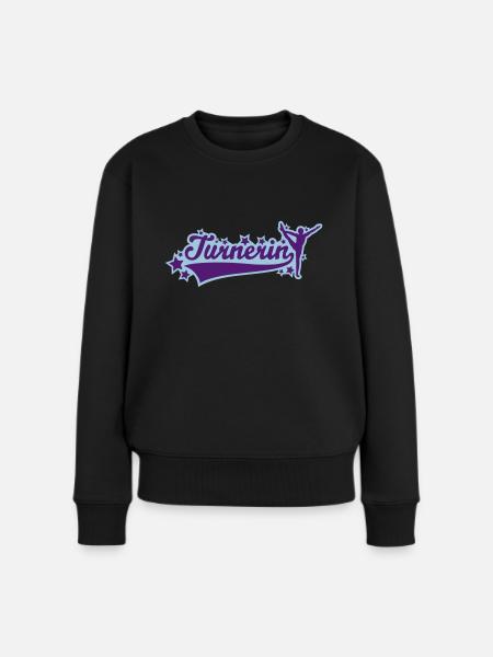 Turnerin Schriftzug 01 - Frauen Premium Bio Pullover - Schwarz