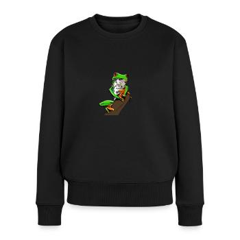 Frosch - Frauen Premium Bio Pullover - Schwarz - Vorne - Julia (174cm)