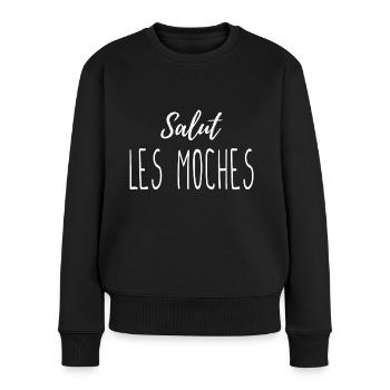 Salut les moches - Pull Premium bio Femme - noir - Devant - Julia (174cm)