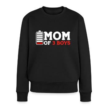 Mom of 3 Boys - Frauen Premium Bio Pullover - Schwarz - Vorne - Julia (174cm)