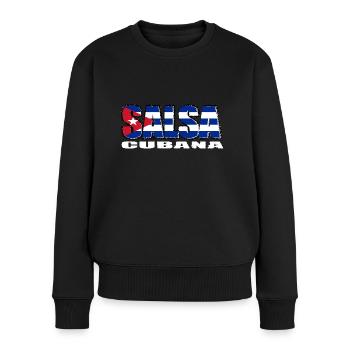 Salsa cubana avec le drapeau de Cuba - Pull Premium bio Femme - noir - Devant - Julia (174cm)