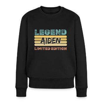 Vorname Aiden - Frauen Premium Bio Pullover - Schwarz - Vorne - Julia (174cm)
