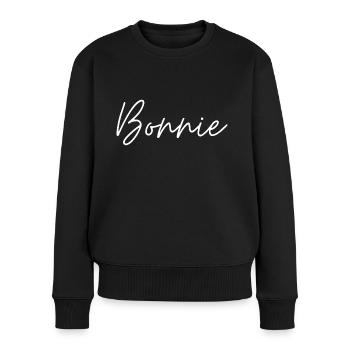 Pärchen Bonnie Geschenk Valentinstag Partnerlook - Frauen Premium Bio Pullover - Schwarz - Vorne - Julia (174cm)