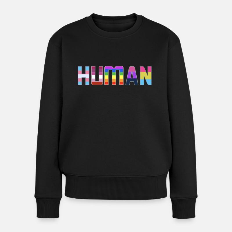 Human LGBTQ T-Shirt Flag Pride - Frauen Premium Bio Pullover - Schwarz