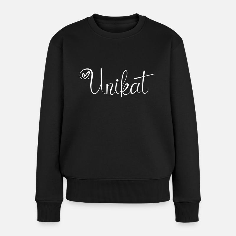 Unikat Weiß - Frauen Premium Bio Pullover - Schwarz