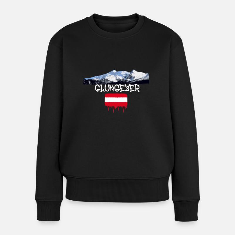 glungezer,berg,berge,österreich,skigebiet,ski - Frauen Premium Bio Pullover - Schwarz