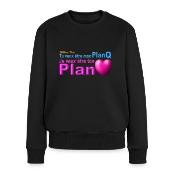 produit tu veux être mon plan Q ton plan coeur - Pull Premium bio Femme - noir - Devant - Julia (174cm)