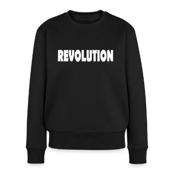 REVOLUTION - Frauen Premium Bio Pullover - Schwarz - Vorne - Julia (174cm)