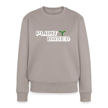 Plant Based Pixel - Vegan - Frauen Premium Bio Pullover - Taupe - Vorne - Julia (174cm)