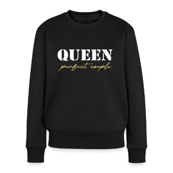 King and Queen Queen Geschenk white and gold - Frauen Premium Bio Pullover - Schwarz - Vorne - Julia (174cm)