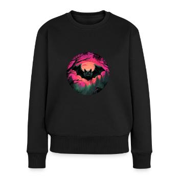 Fledermaus Fledermäuse Flughunde Halloween - Frauen Premium Bio Pullover - Schwarz - Vorne - Julia (174cm)