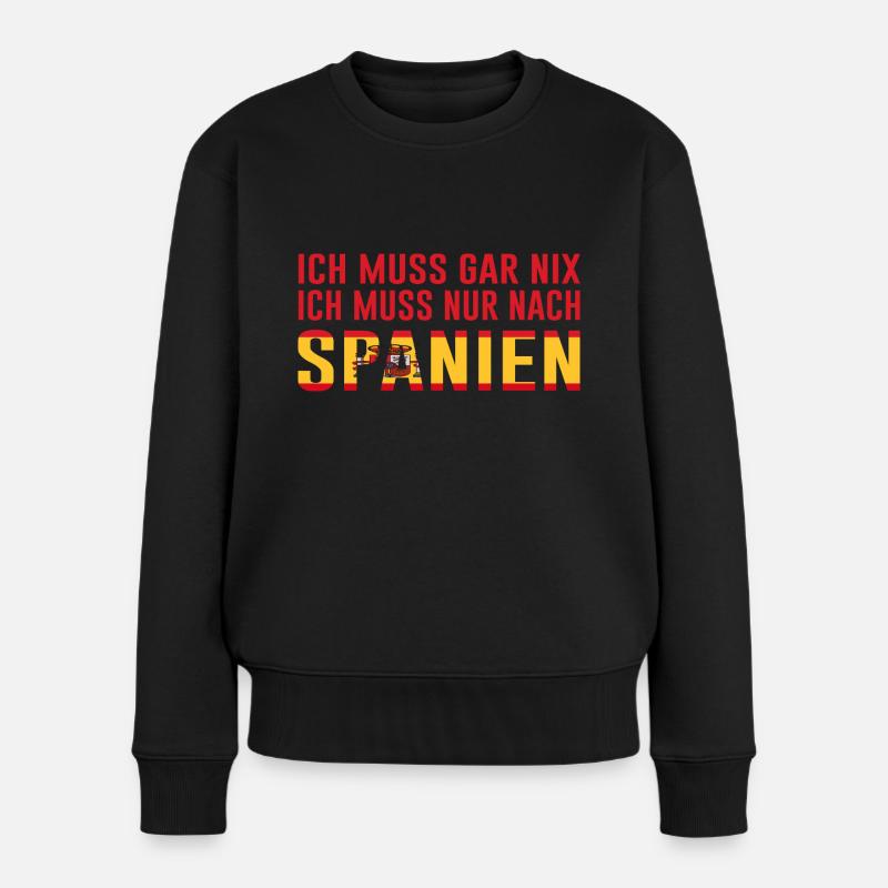 Spanien Spruch Humor - Frauen Premium Bio Pullover - Schwarz