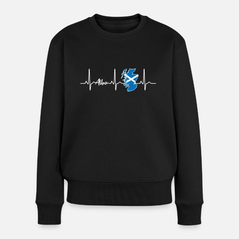 Schottland Alba Schottisch Herzschlag - Frauen Premium Bio Pullover - Schwarz
