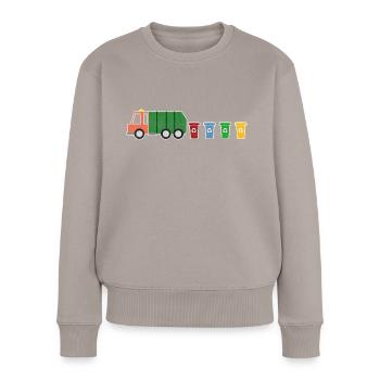 Müllwagen Müllabfuhr Recycling Tonnen I Geschenk - Frauen Premium Bio Pullover - Taupe - Vorne - Julia (174cm)