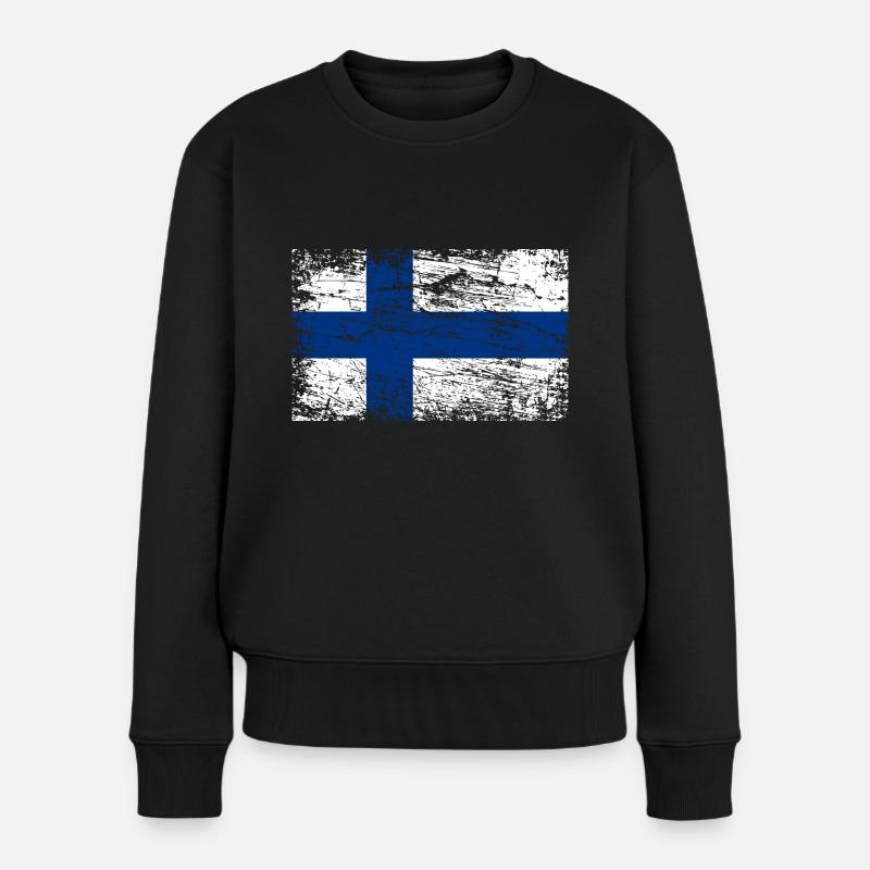 Flagge von Finnland - Frauen Premium Bio Pullover - Schwarz