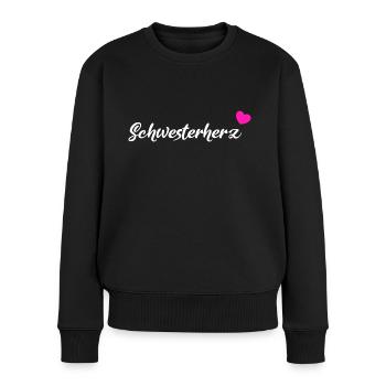Schwesterherz Geschenk White - Frauen Premium Bio Pullover - Schwarz - Vorne - Julia (174cm)